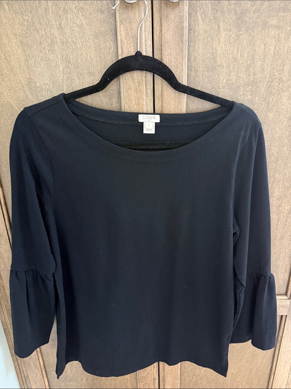 J. Crew Black Tiered Bell Sleeve Top